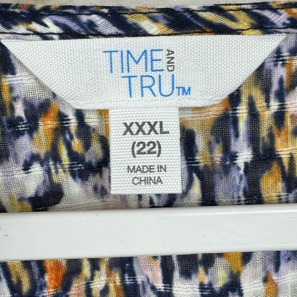 Time And Tru Smocked Elastic Waist V-Neck Bubble Sleeve Blouse Size XXXL - Picture 4 of 6